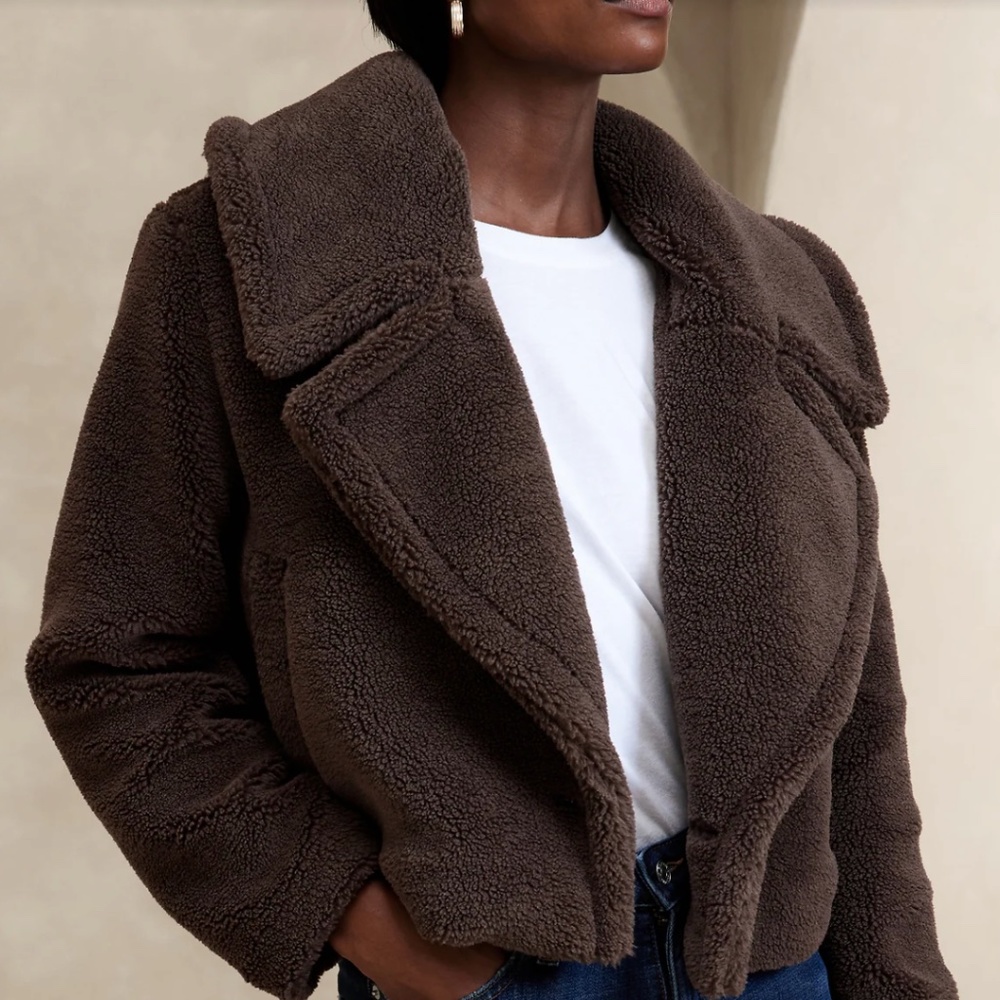 Banana Republic Vintage Faux Fur Teddy Jacket - Mushroom Brown - New With Tags!